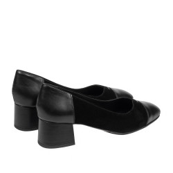 Elegante Damenschuhe 1332 Schwarz Velours kombiniert