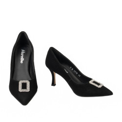 Elegante Damenschuhe 1318 Schwarz Veloursleder