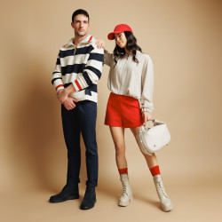 Handtasche für Damen 038g 01 perlmuttfarben beige lifestyle