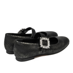 Damen Ballerinas 1314 schwarz geprägt