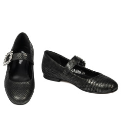 Damen Ballerinas 1314 schwarz geprägt