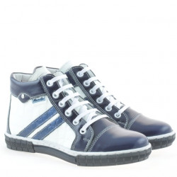 Kinderstiefel 3213 Lack Indigo+Weiß