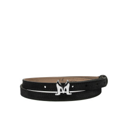 Damen Gürtel 42-1mc schwarzes Veloursleder