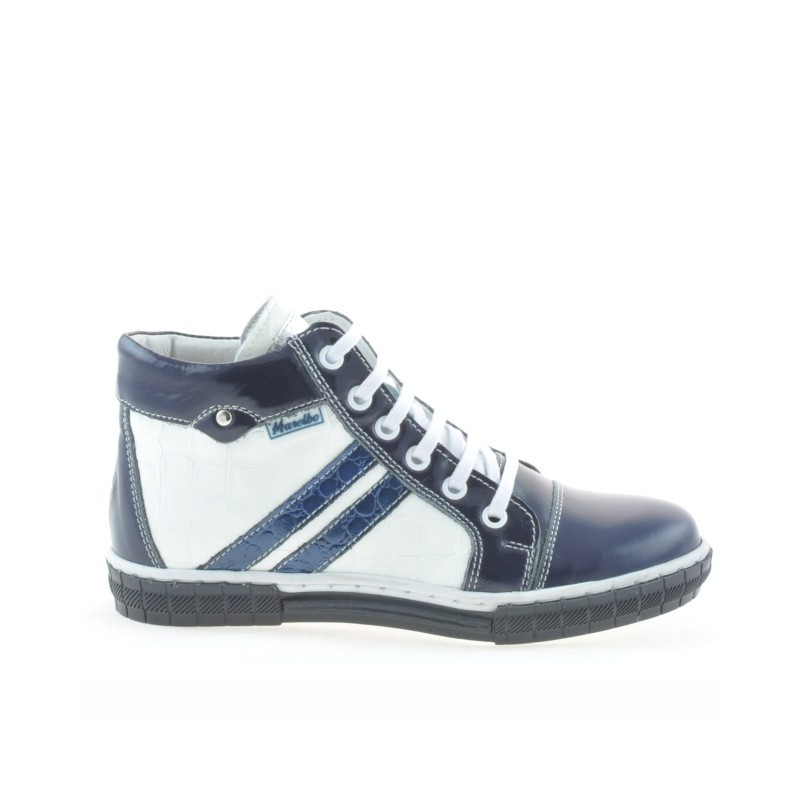 Kinderstiefel 3213 Lack Indigo+Weiß