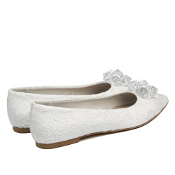 Damen-Ballerinas 1354 weißer Satin