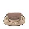 Damenschultertasche 027g Bufo Latte kombiniert mit Raffia