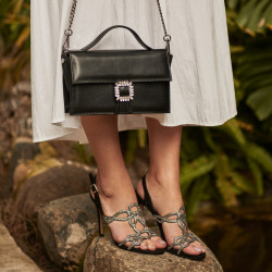Damensandalen 1317 schwarzes Veloursleder lifestyle
