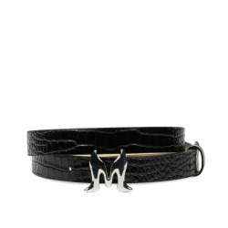 Damen-Gürtel 41-1m Kroko-Lack Schwarz