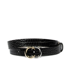 Damen Gürtel 37-1m Krokolack Schwarz