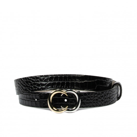 Damen Gürtel 37-1m Krokolack Schwarz Damen Gürtel 37-1m Krokolack Schwarz