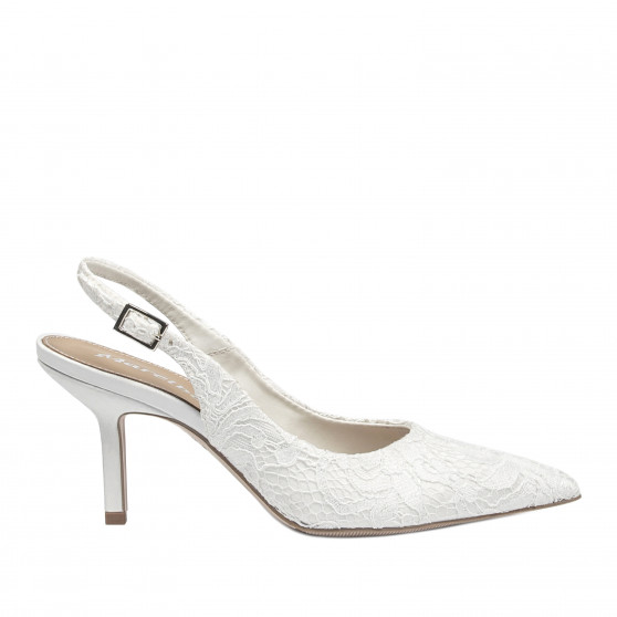 Damensandalen 1353 weißer Satin Damensandalen 1353 weißer Satin