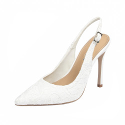 Damensandalen 1352 weißer Satin