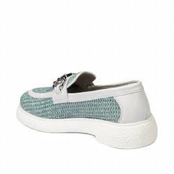 Damenschuhe casual 6092 Raffia Blau kombiniert