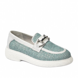 Damenschuhe casual 6092 Raffia Blau kombiniert