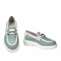 Damenschuhe casual 6092 Raffia Blau kombiniert