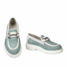 Damenschuhe casual 6092 Raffia Blau kombiniert