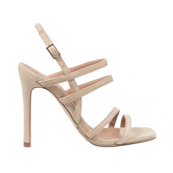 Damen-Sandalen 1345 Beige Veloursleder