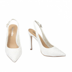 Damensandalen 1352 weißer Satin