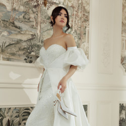 Damensandalen 1352 weißer Satin lifestyle