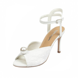 Damensandalen 1351 weißer Satin