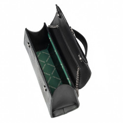 Damentasche Schultertasche 041g 01 Krokolack Schwarz