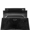 Damentasche Schultertasche 041g 01 Krokolack Schwarz