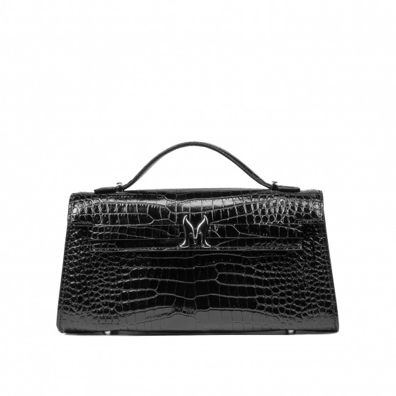 Damentasche Schultertasche 041g 01 Krokolack Schwarz Damentasche Schultertasche 041g 01 Krokolack Schwarz