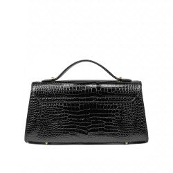 Damentasche zum Umhängen 041g Croco Lack Schwarz