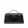 Damentasche zum Umhängen 041g Croco Lack Schwarz