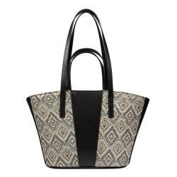 Damenstrandtasche 044g 01 Raffia Schwarz