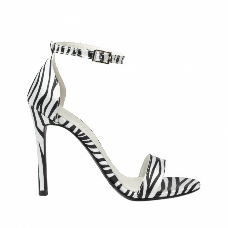 Damen Sandalen 1349 Satin Zebra Weiß