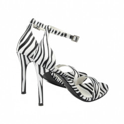 Damen Sandalen 1349 Satin Zebra Weiß