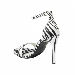 Damen Sandalen 1349 Satin Zebra Weiß