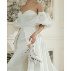 Damensandalen 1353 weißer Satin