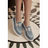 Damenschuhe casual 6092 Raffia Blau kombiniert