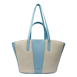 Damentasche Strand 044g 01 Blauer Himmel+Raffia