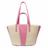 Damentasche für den Strand 044g 01 Barbie-Rosa+Raffia