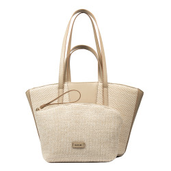 Damentasche für den Strand 044g Nude+Raffia