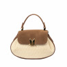 Damentasche 042g braunes Wildleder + Bast
