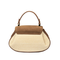 Damentasche 042g braunes Wildleder + Bast