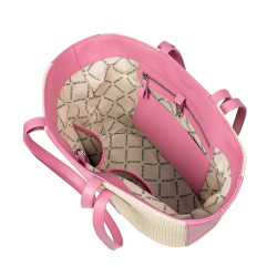 Damentasche für den Strand 044g 01 Barbie-Rosa + Bast