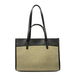 Damentasche Strand 045g 01 schwarz Napa+Raffia Sand Olive
