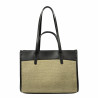 Damentasche Strand 045g 01 schwarz Napa+Raffia Sand Olive