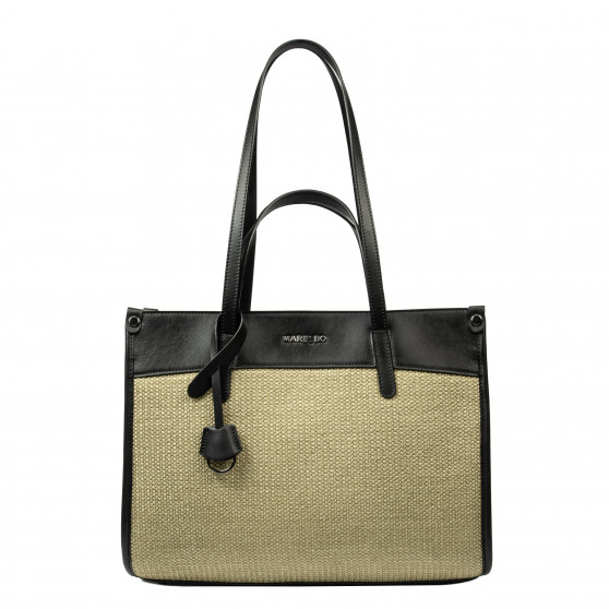 Damentasche Strand 045g 01 schwarz Napa+Raffia Sand Olive Damentasche Strand 045g 01 schwarz Napa+Raffia Sand Olive