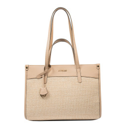 Damen-Strandtasche 045g nude+Raffia