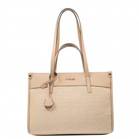 Damen-Strandtasche 045g nude+Raffia