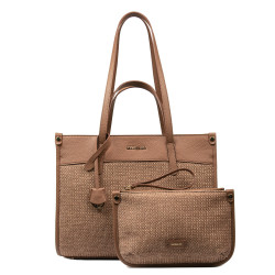 Damen-Strandtasche 045g Kamel+Karamell Raffia