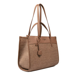 Damen-Strandtasche 045g Kamel+Karamell Raffia