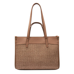 Damen-Strandtasche 045g Kamel+Karamell Raffia