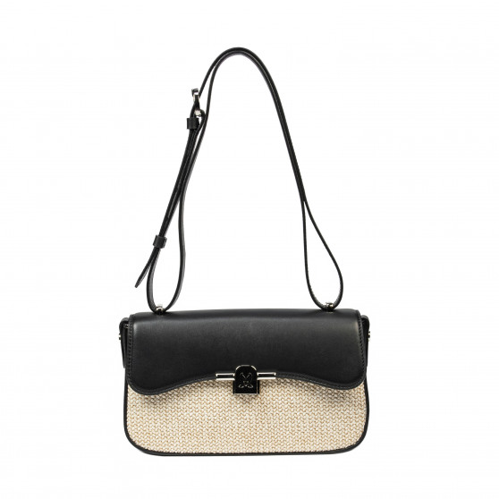 Damenschultertasche 046g 01 schwarz Nappa+Raffia Damenschultertasche 046g 01 schwarz Nappa+Raffia